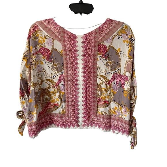 Free People Catch Me If You Can Pink Tie Sleeve Bohemian Top size XS - Picture 6 of 8